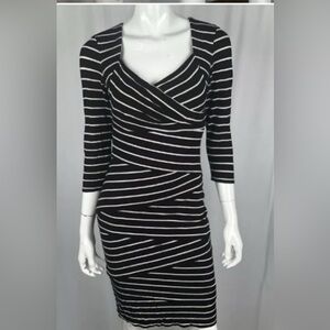 White House Black Market Black and White striped  Dress